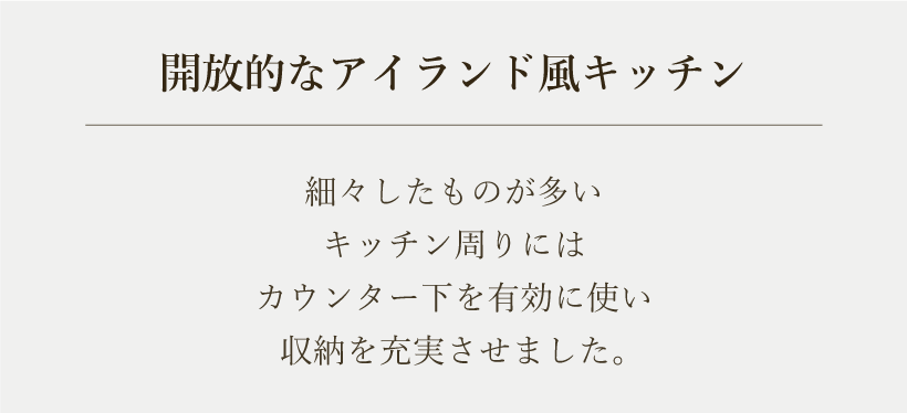 開放的なアイランド風キッチン