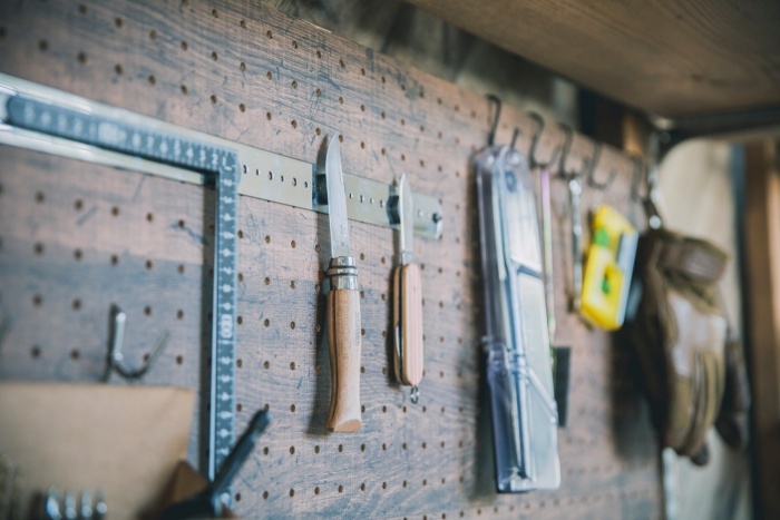 DIY工具を飾った壁